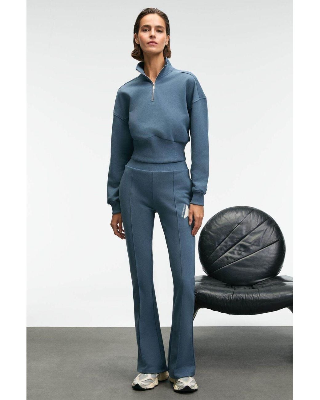 Grimelange Blue Regular Fit Half-Zip Sweatshirt