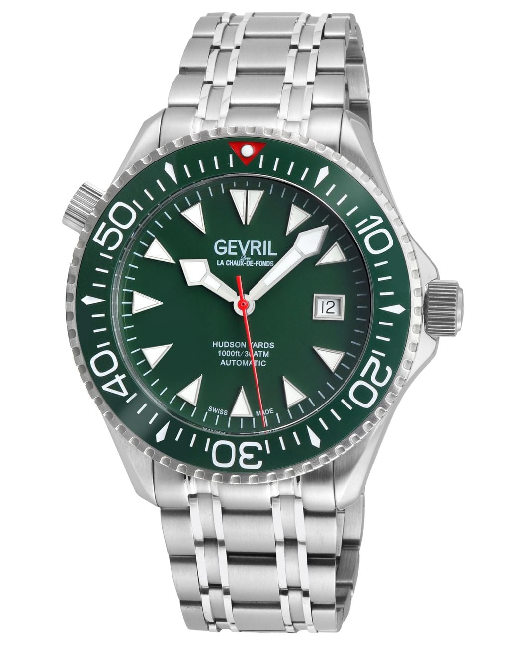 Gevril Green Hudson Yards Swiss Automatic Sellita Sw200 Dial Stainless Steel Watch for men