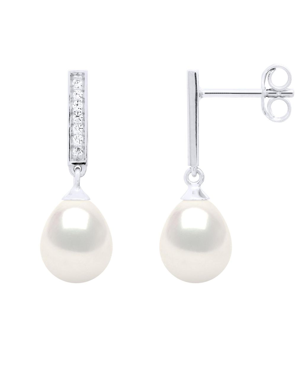 Ateliers Saint Germain White Earrings Real Cultured Freshwater Pearls Pear 7-8 Mm