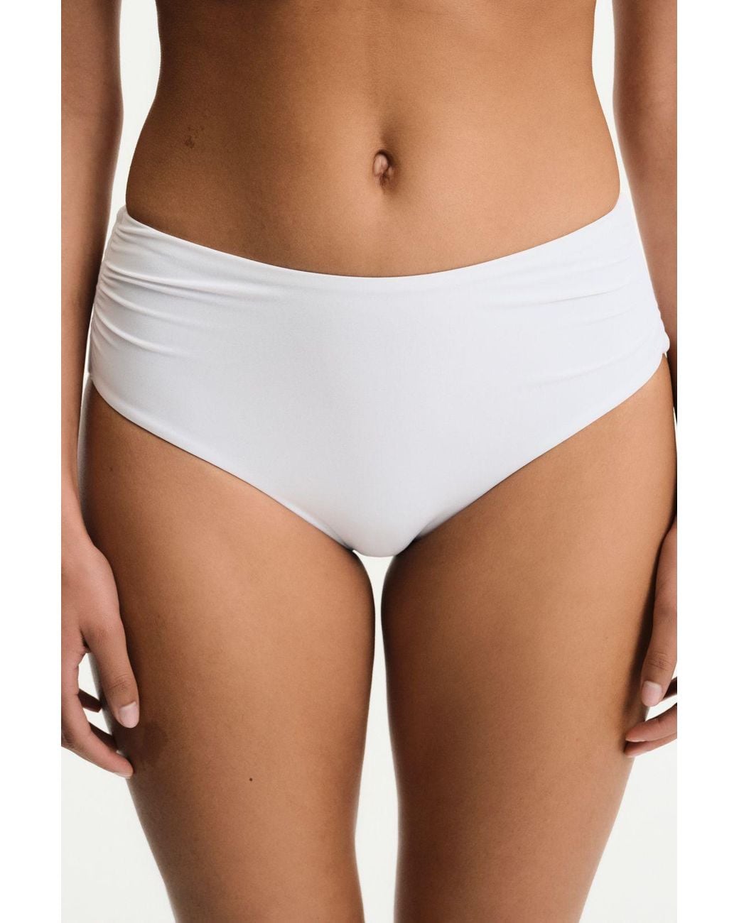 Penti White High Ruched Waist Bikini Bottom