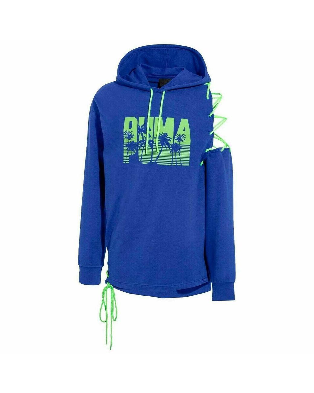PUMA Blue X Rihanna Fenty Long Sleeve Side Laced Hoodie 577351 01 Cotton