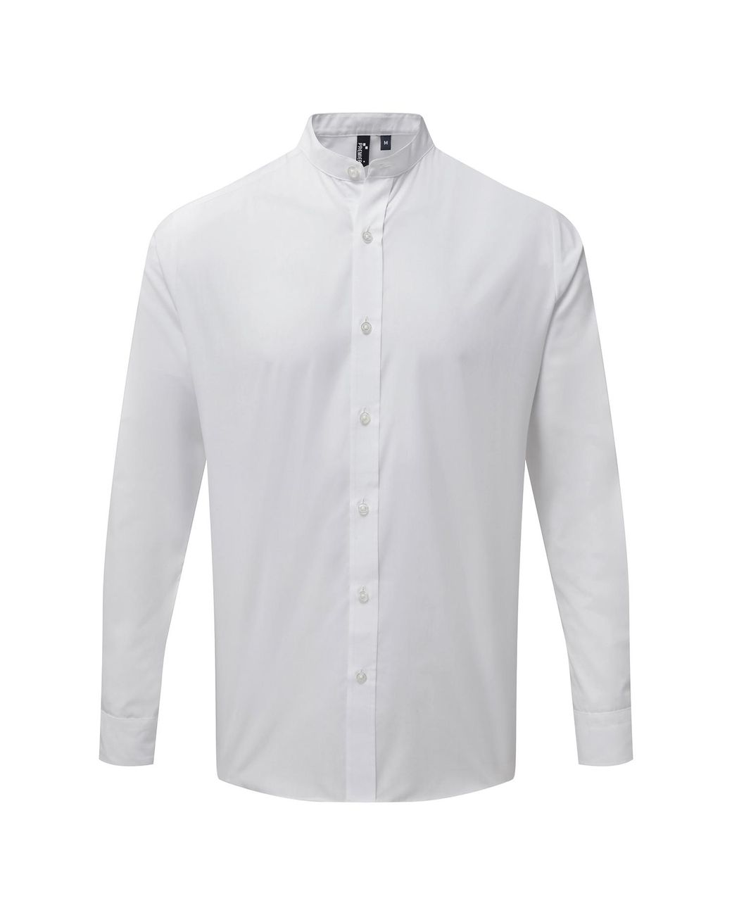 PREMIER White Grandad Collar Long-Sleeved Shirt for men