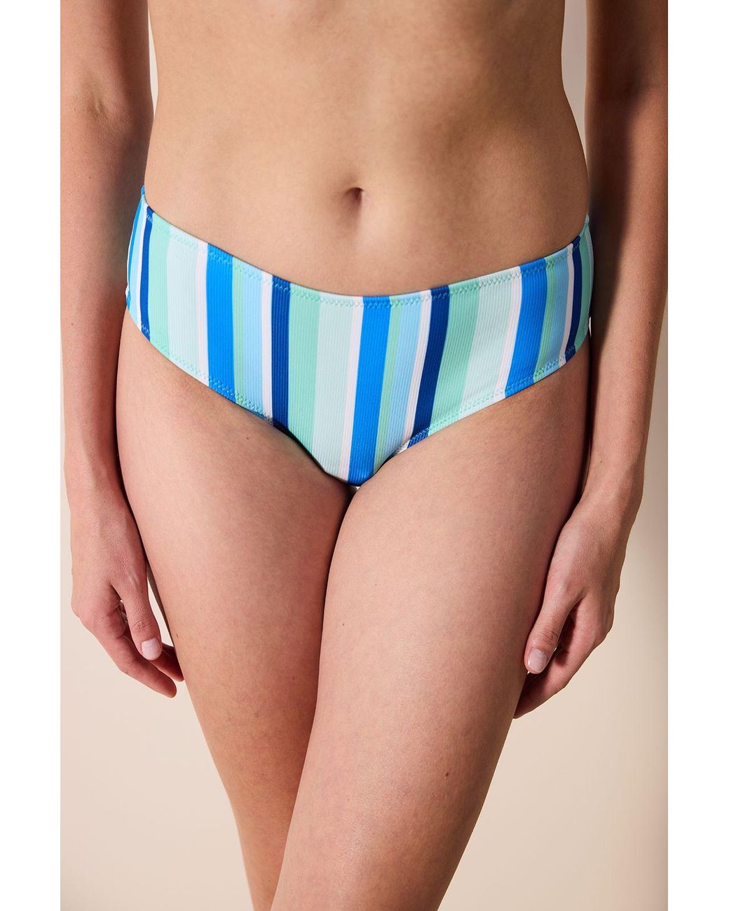 Penti Blue Striped Mid-Waist Hipster Bikini Bottoms