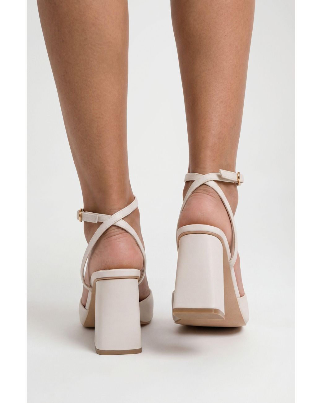Boohoo Natural Wide Fit Strap 2 Part Heels