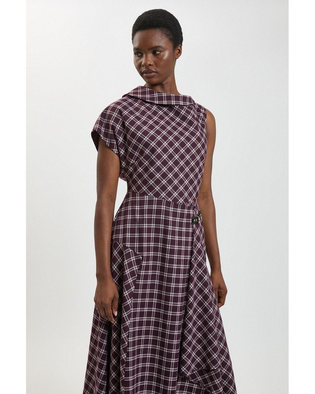 Karen Millen Purple Check Tailored Dress