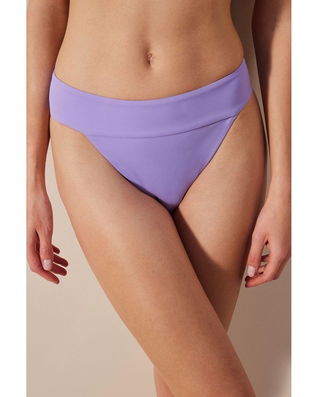 Penti Purple Mid-Waist Belted Hipster Bikini Bottoms