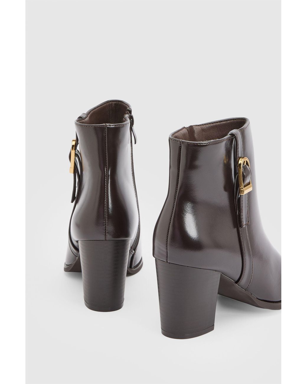Wallis Brown Sophie Faux Leather Buckle Detail Ankle Boots