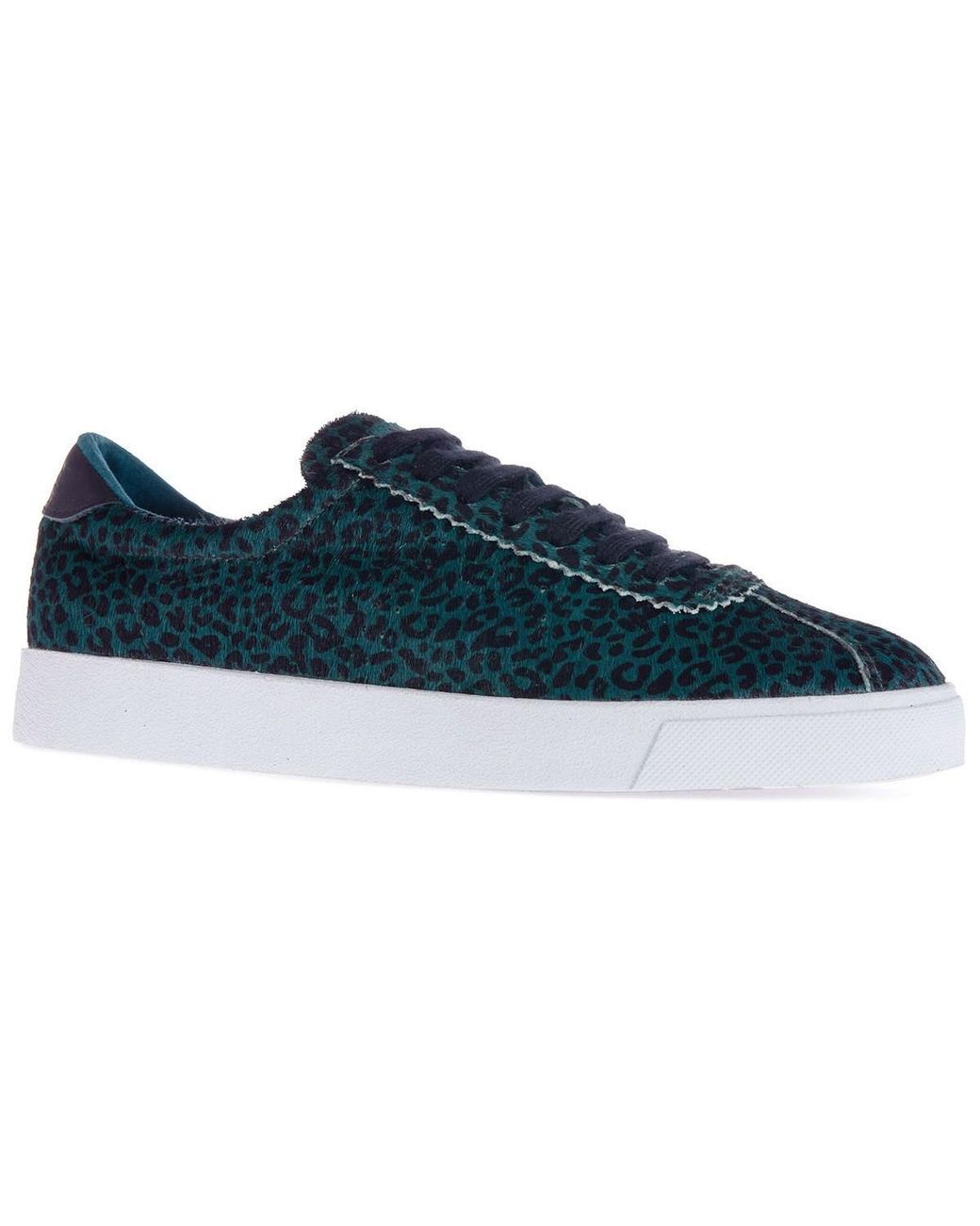 Superga Blue Ladies 2843 Club S Leopard Print Cowhide Leather Trainers