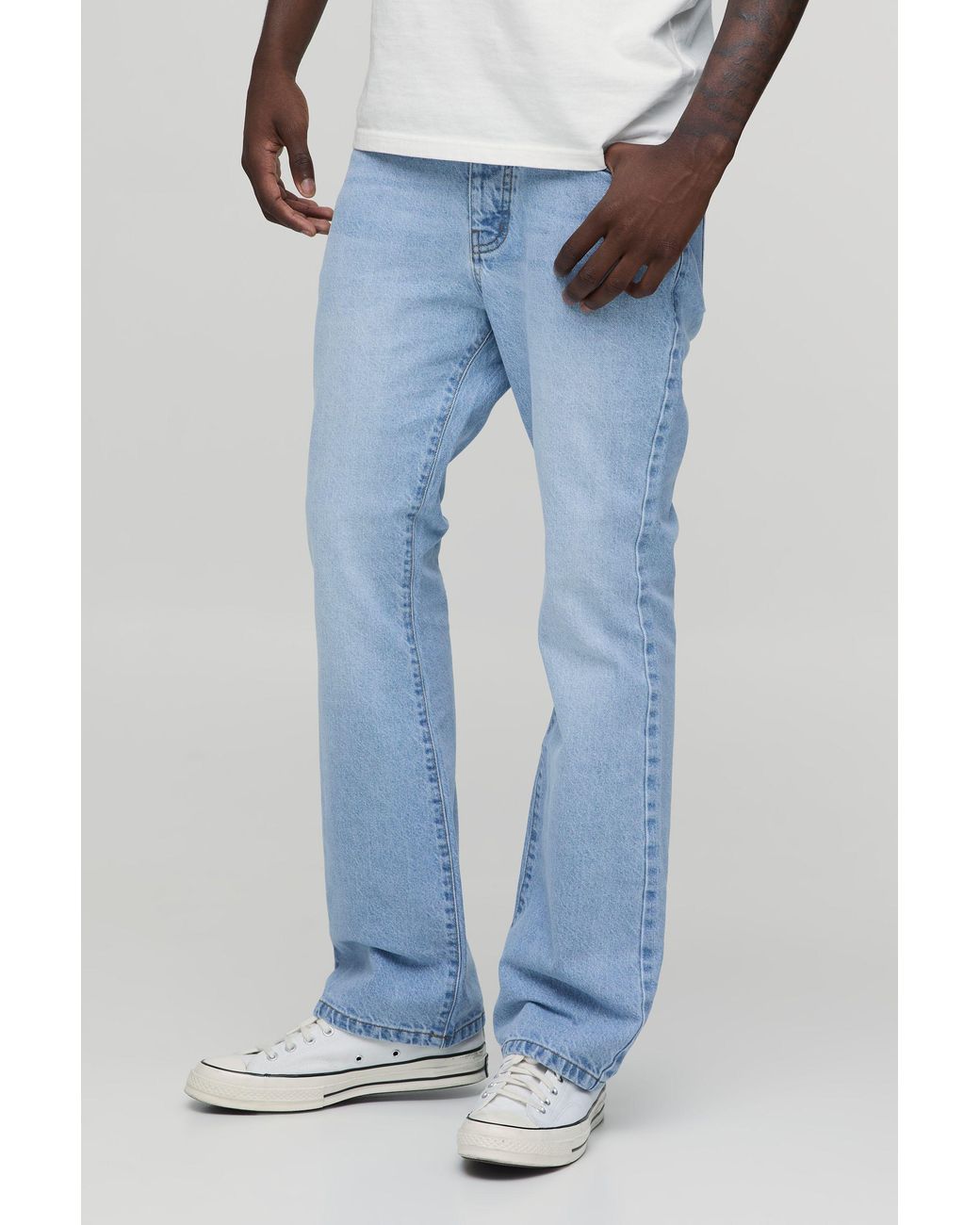 BoohooMAN Blue Basic Flared Fit Jeans for men