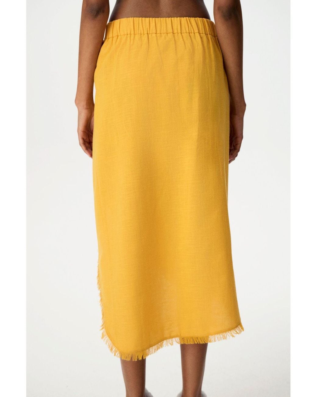 Penti Orange Mid-Waist Midi Wrap Skirt With Ruffle