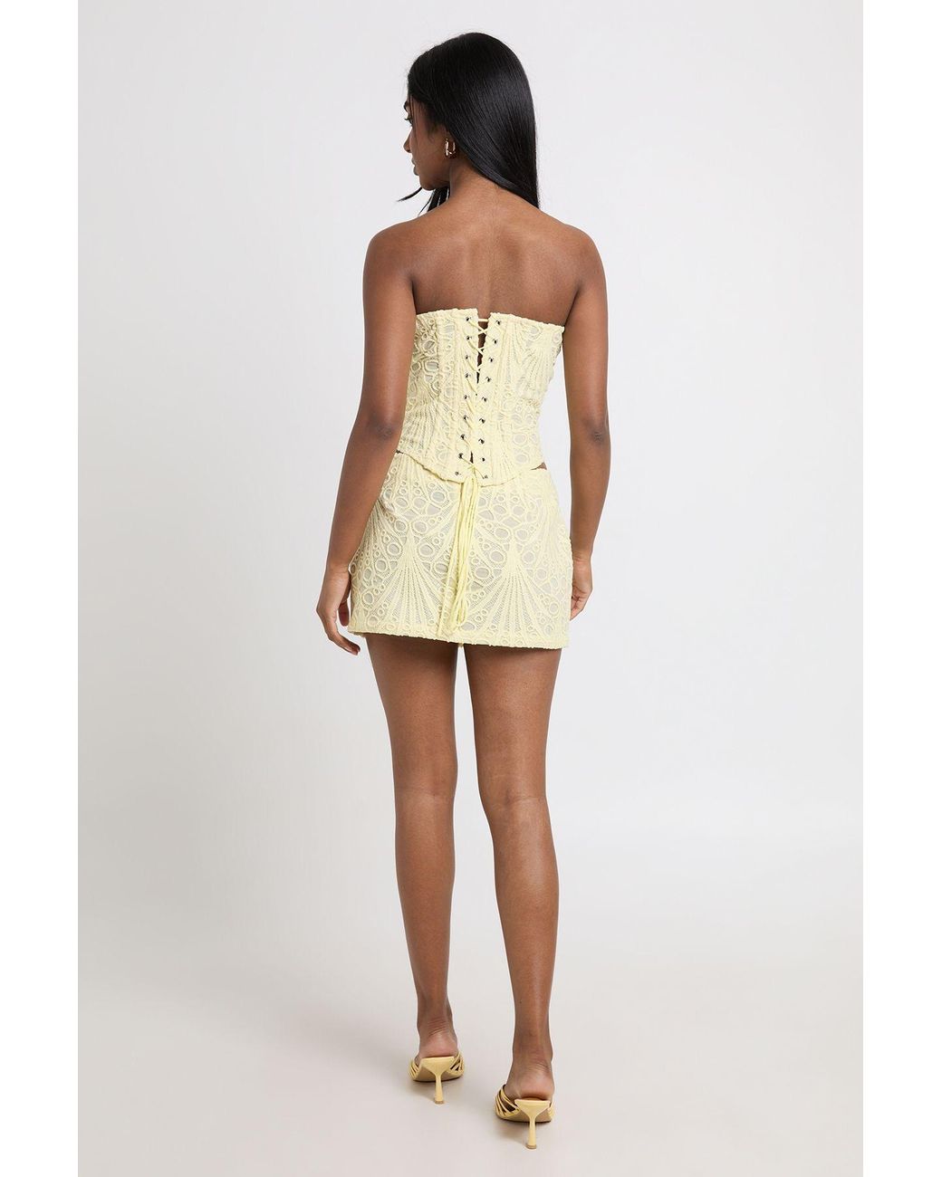 Boohoo Natural Sheer Lace Micro Mini Skirt