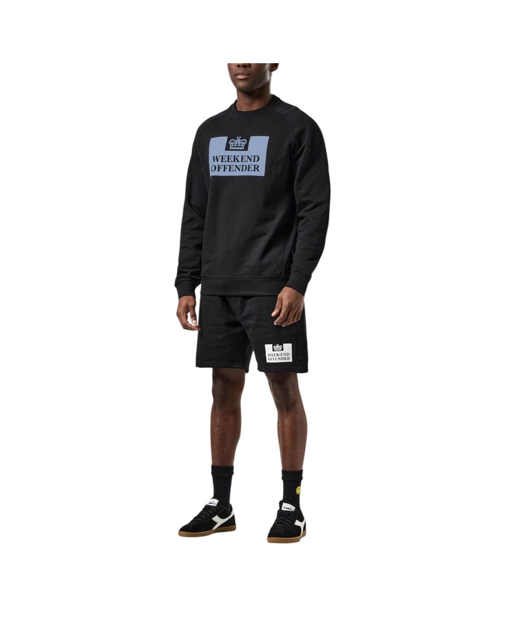 Weekend Offender Black Sweatshirt Penitentiary Crew Neck Pullover Casual Cotton for men