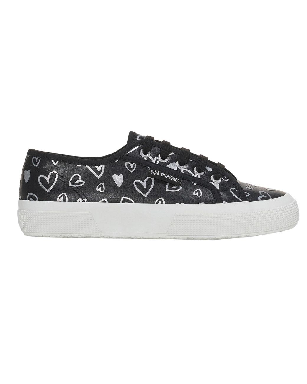 Superga Black Ladies Hearts Vegan Leather Trainers