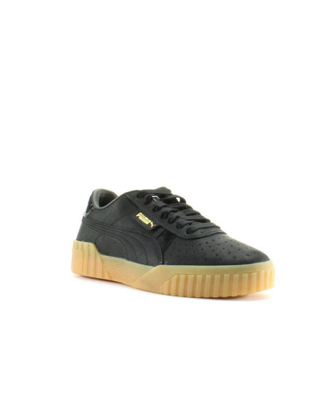 PUMA Green Cali Nubuck Leather Lace Up Trainers 369161 03
