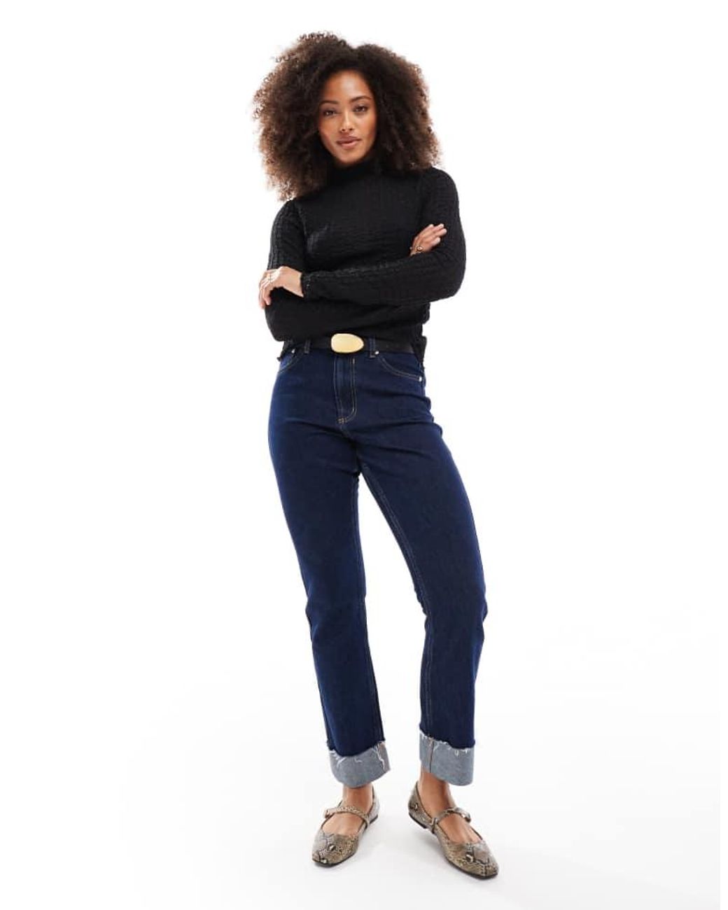 Vero Moda Blue Aware Textured Long Sleeved High Neck Top