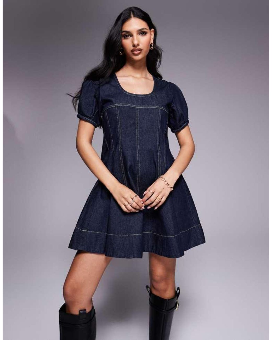 ASOS Blue Denim Seamed Dress