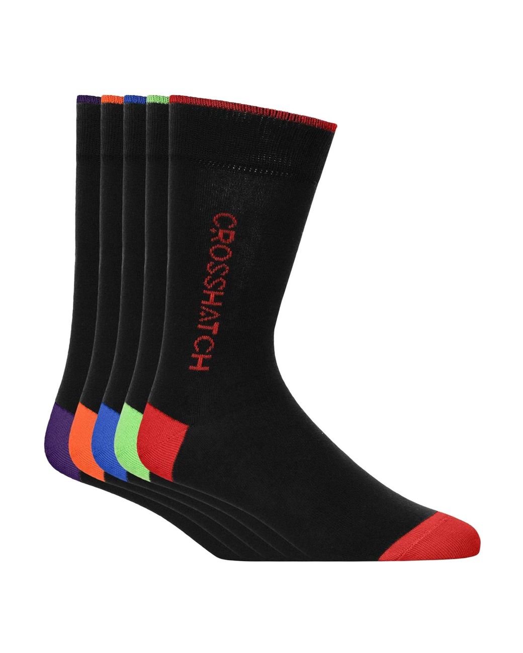 Crosshatch Black Glowbow Socks 5Pk for men