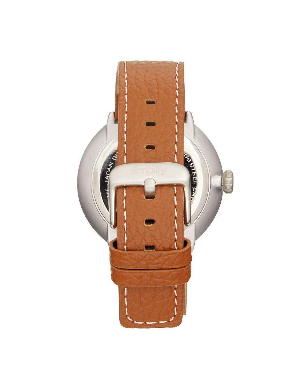 Simplify Metallic The 7100 Leather-Band Watch W/Date