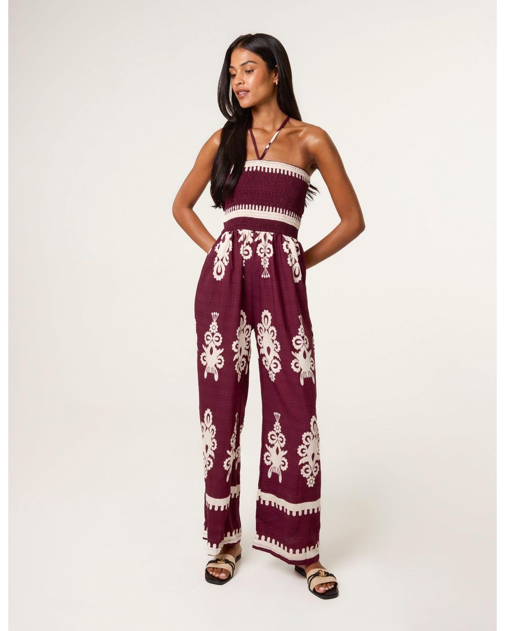Blue Vanilla Strapless Shirred Waist Jumpsuit