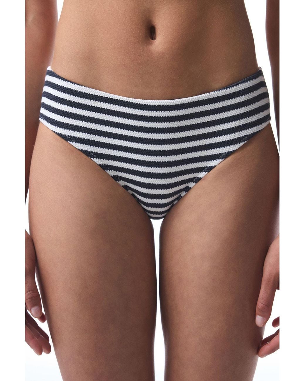 Penti Blue Striped Mid-Waist Hipster Bikini Bottoms