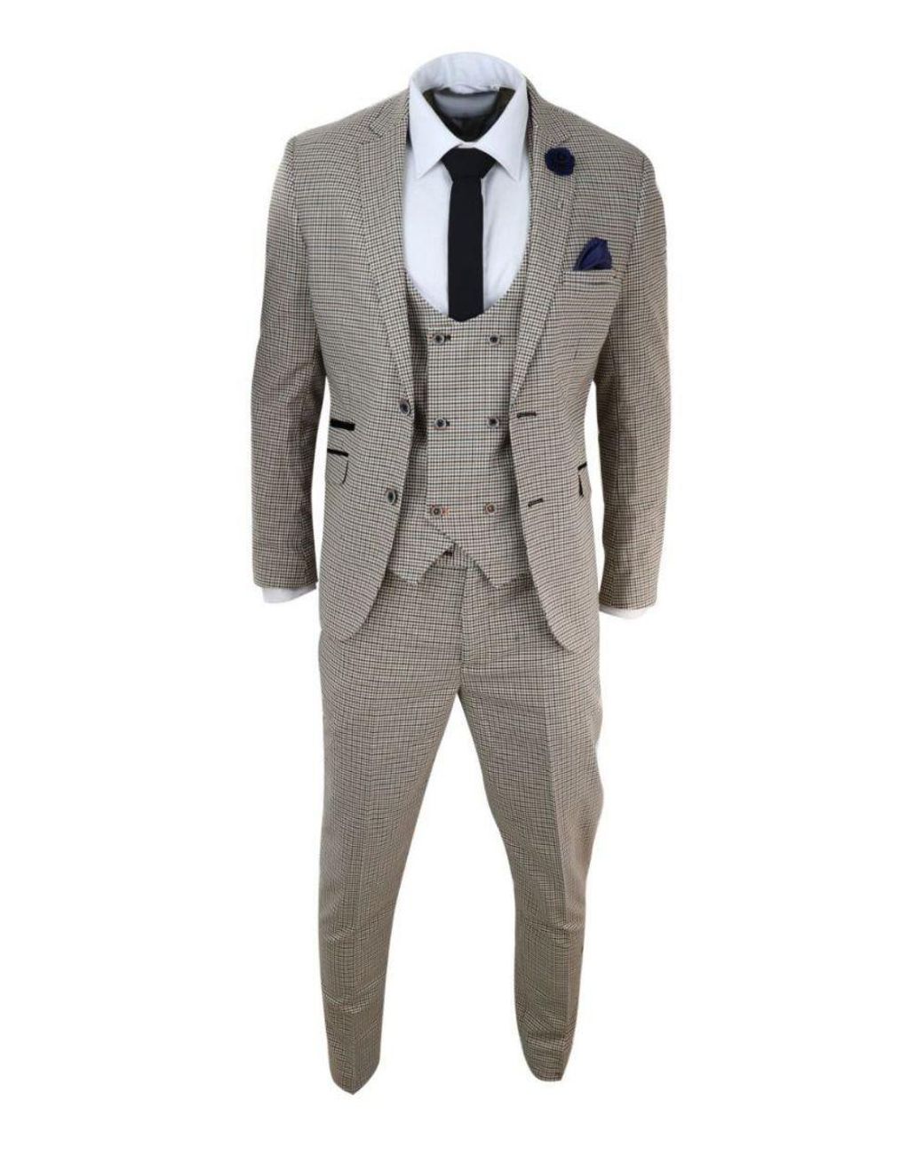 Infinity Leather Gray 3 Piece Check Retro Vintage Classic Suit for men