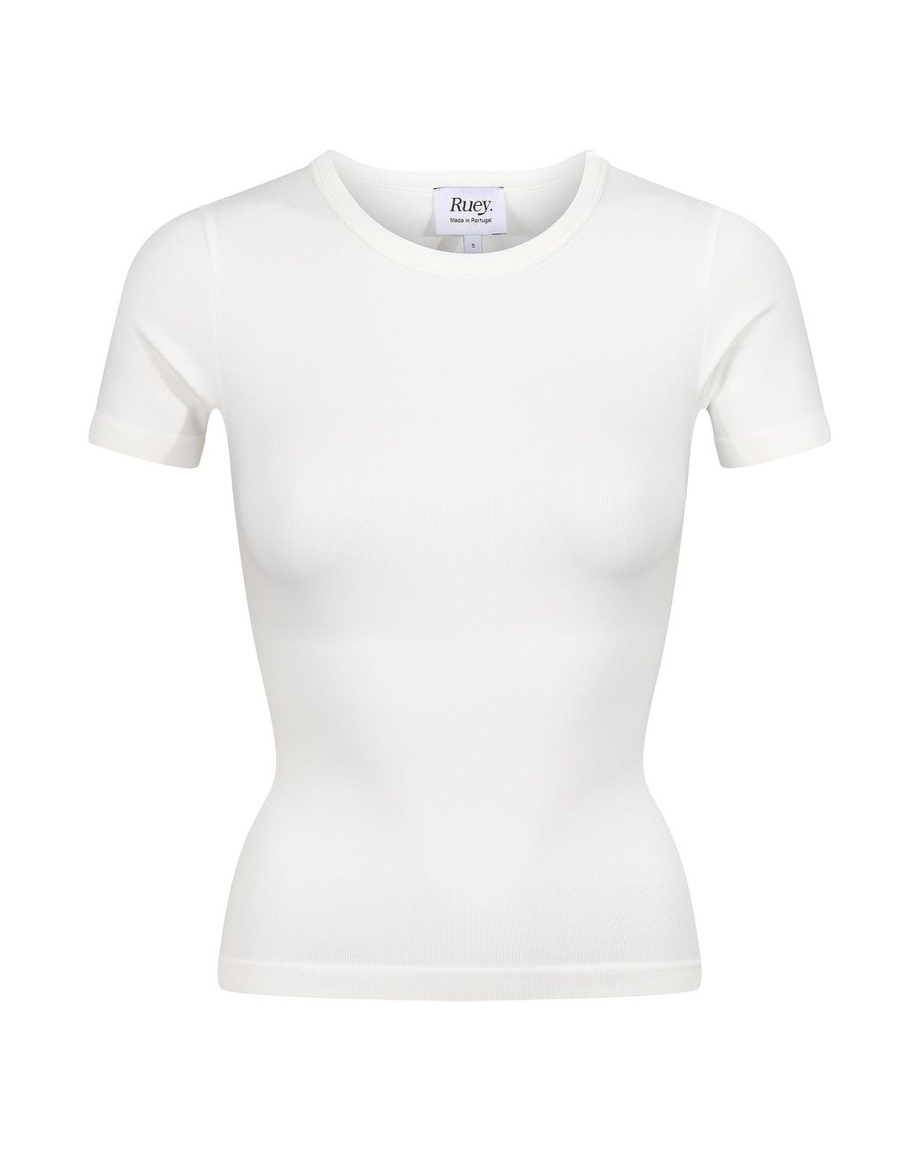 Ruey White Ladies Essentials Basic T-Shirt Sculpting Recycled Stretch Everyday Fit
