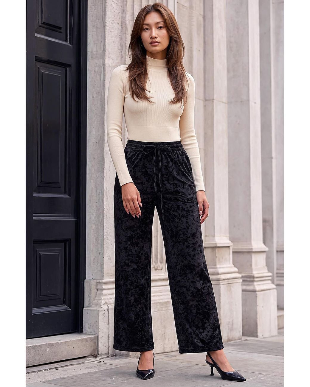 Roman Blue Velvet Stretch Trouser