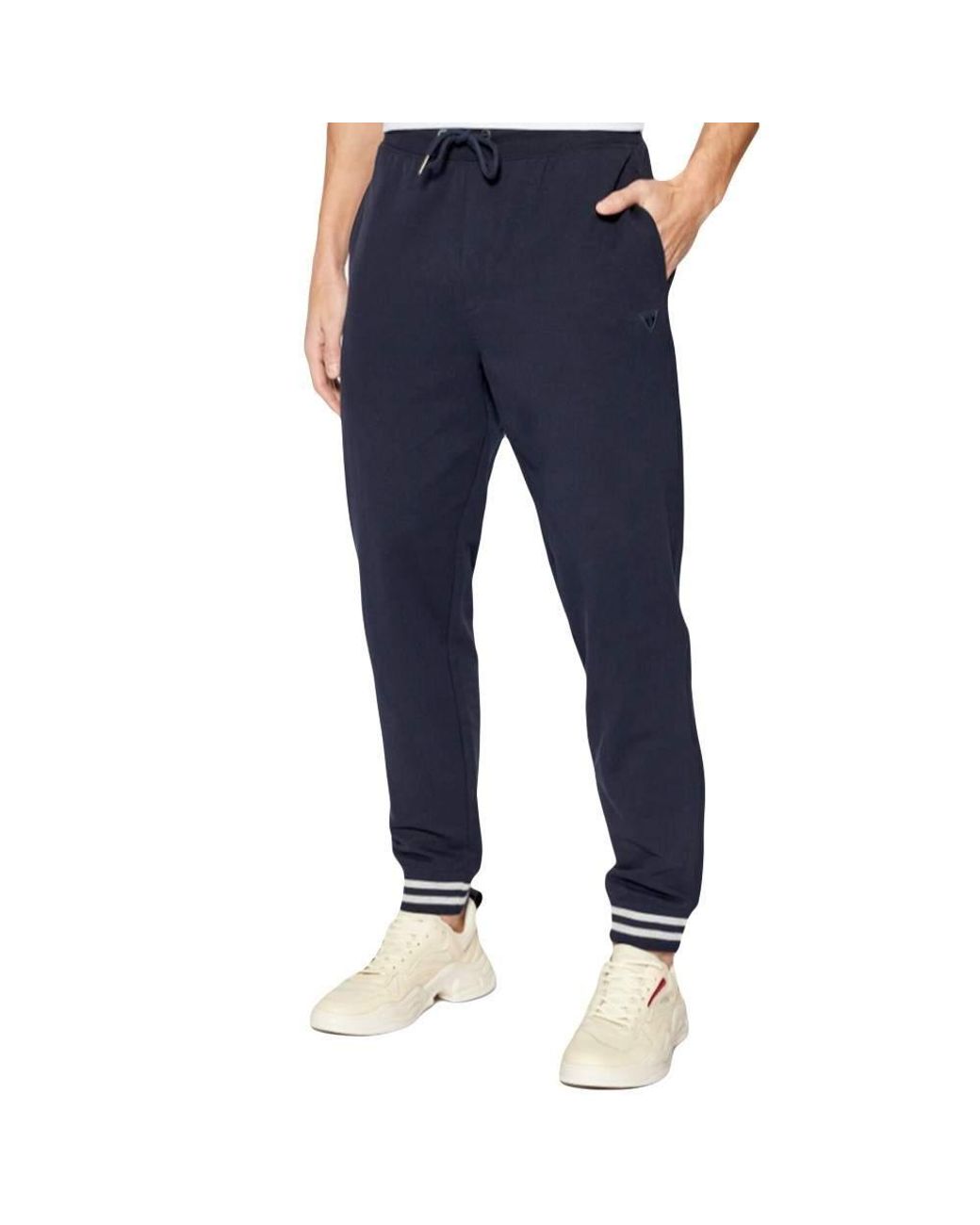 Guess Joggingbroek Voor Met Klassiek Driehoekig Logo in het Blue voor heren
