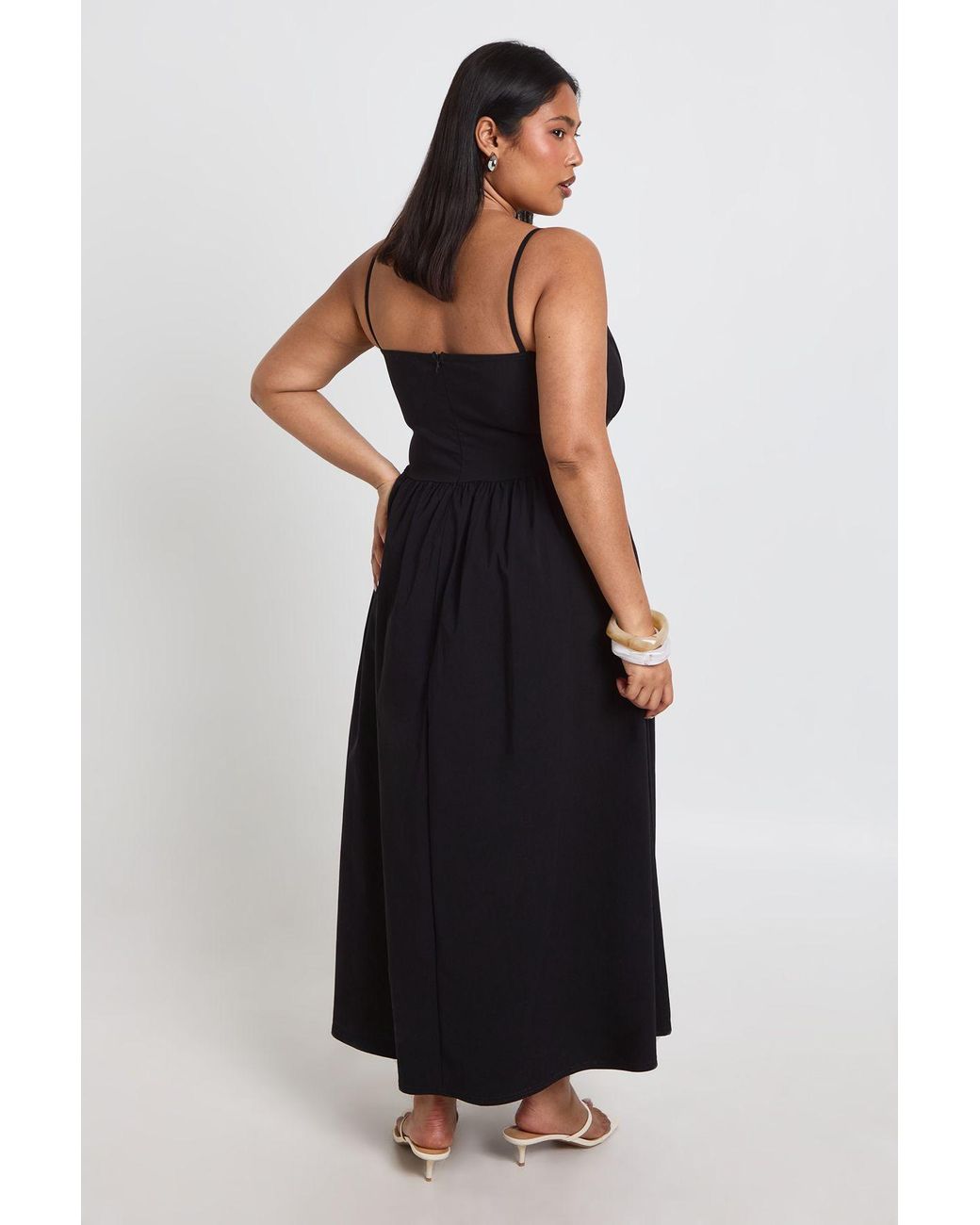 Boohoo Black Plus Bengaline Strappy Midaxi Dress