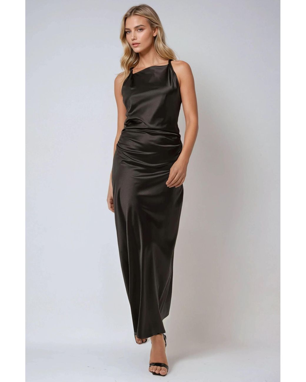 Hiccup Black Satin Maxi Dress