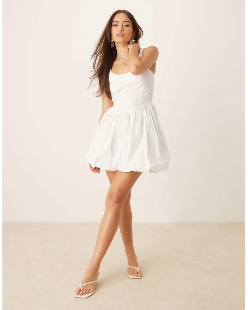 Nobody's Child White Loie Structured Puffball Mini Dress