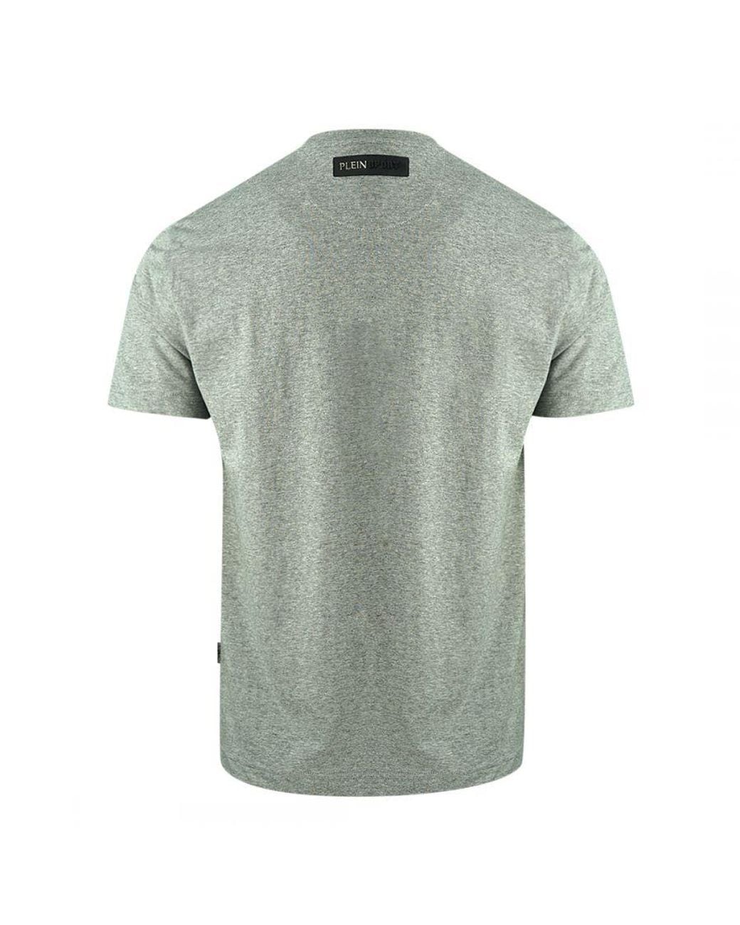 Philipp Plein Gray Block Logo T-Shirt Cotton for men