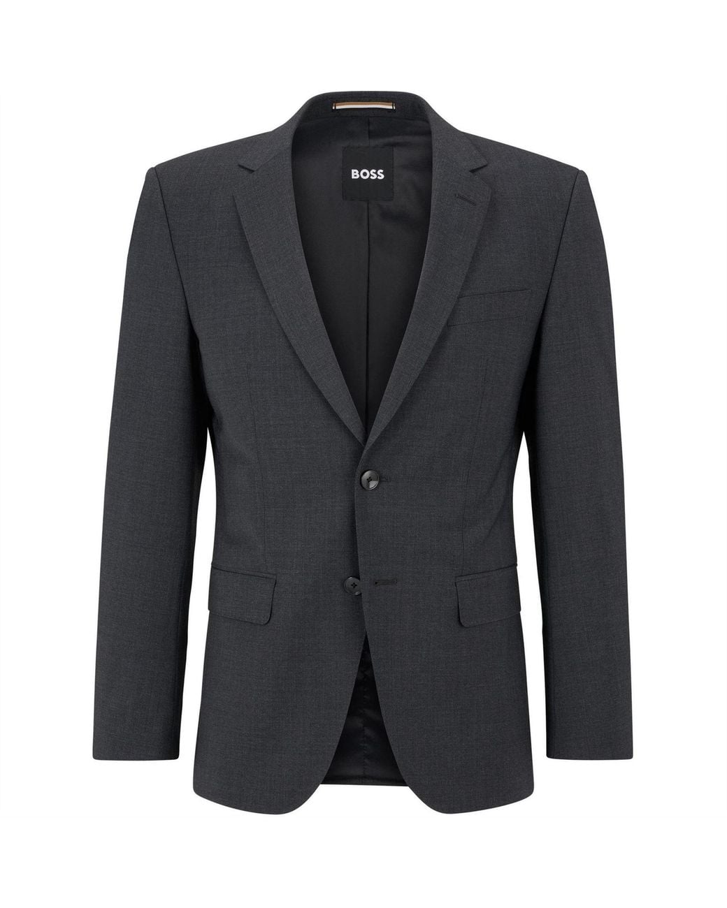 Boss Blue Solid Patterned Flap Pocket Suit Jacket for men