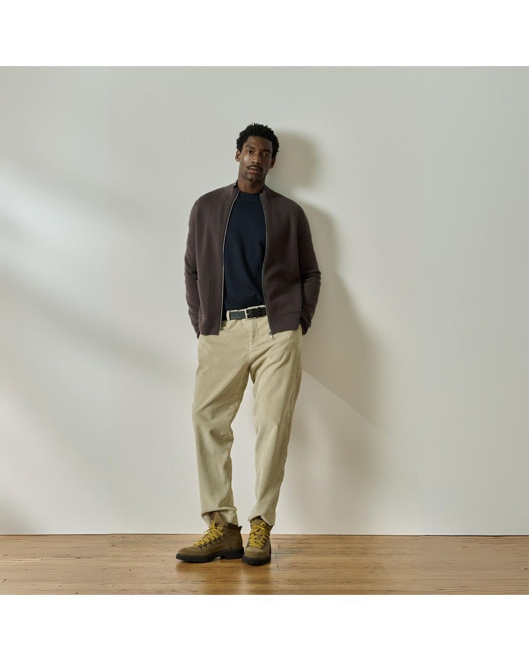 Oliver Sweeney Brown Knitted Merino Wool Blend Jacket for men