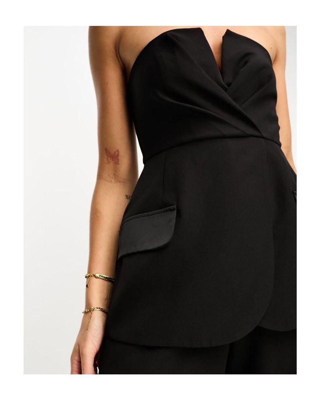 ASOS Bandeau Tux Jumpsuit in White | Lyst UK