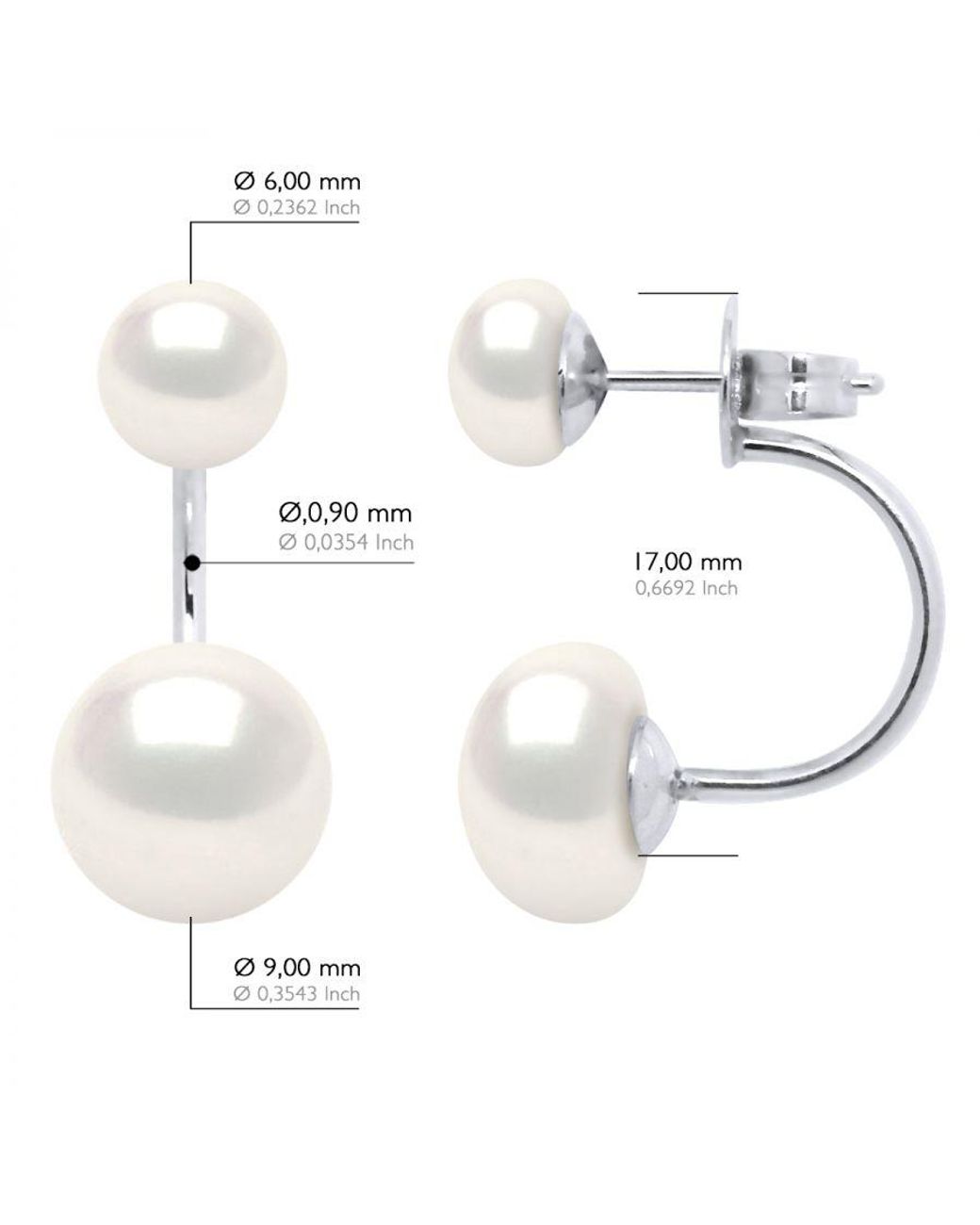 Ateliers Saint Germain White Earrings Duo Real Cultured Freshwater Pearls Button 6 And 9 Mm