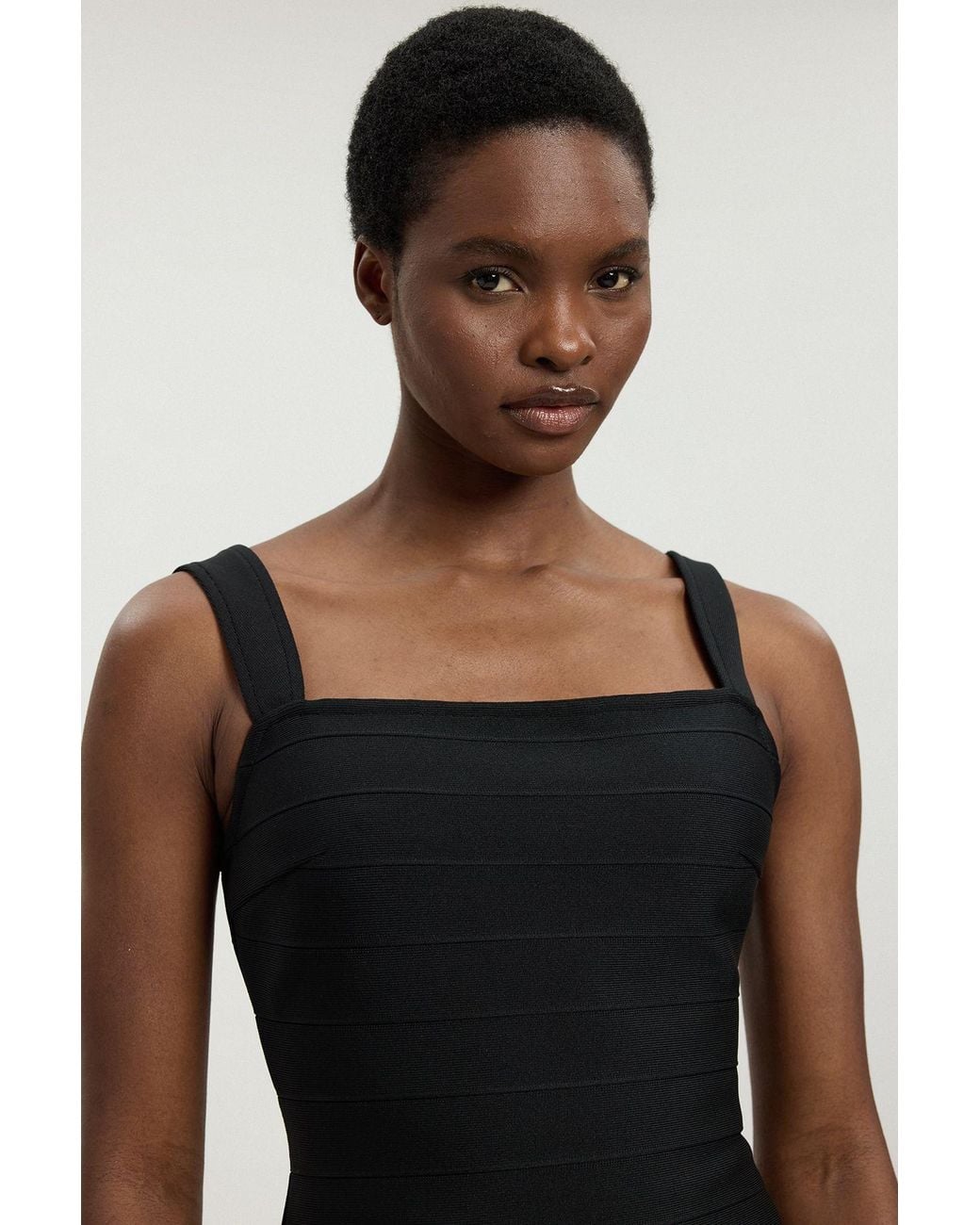 Karen Millen Black Figure Form Bandage Strappy Top