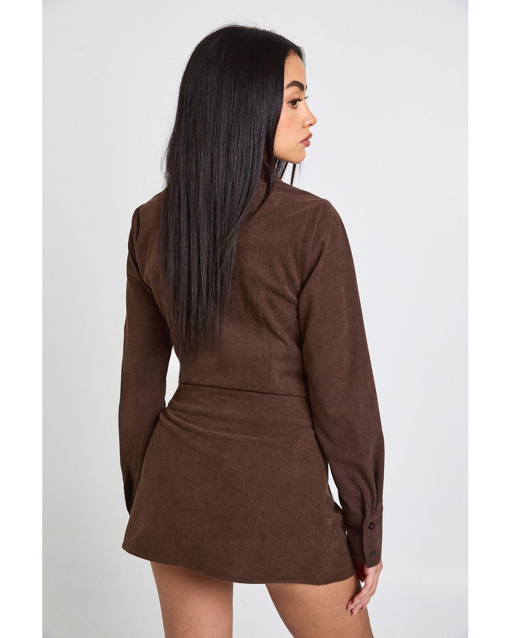 Boohoo Brown Cord Mini Skirt