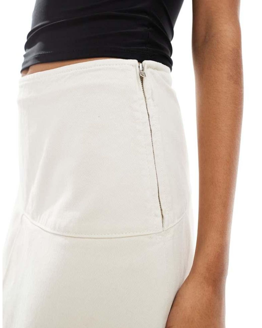 ASOS White Cotton Twill Awkward Length Skirt