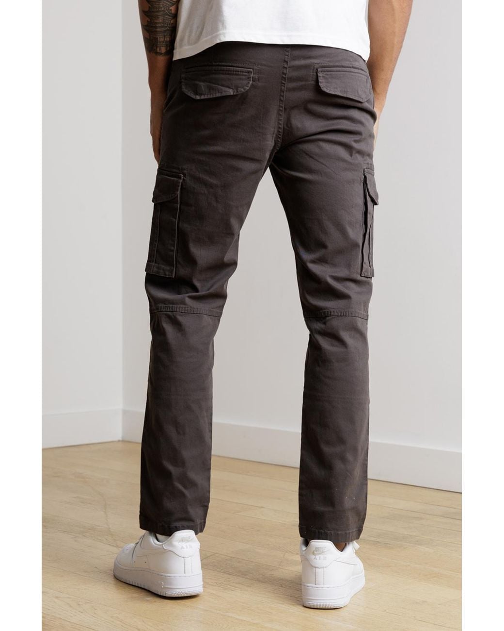 Tokyo Laundry Black Straight Leg Cargo Trousers for men