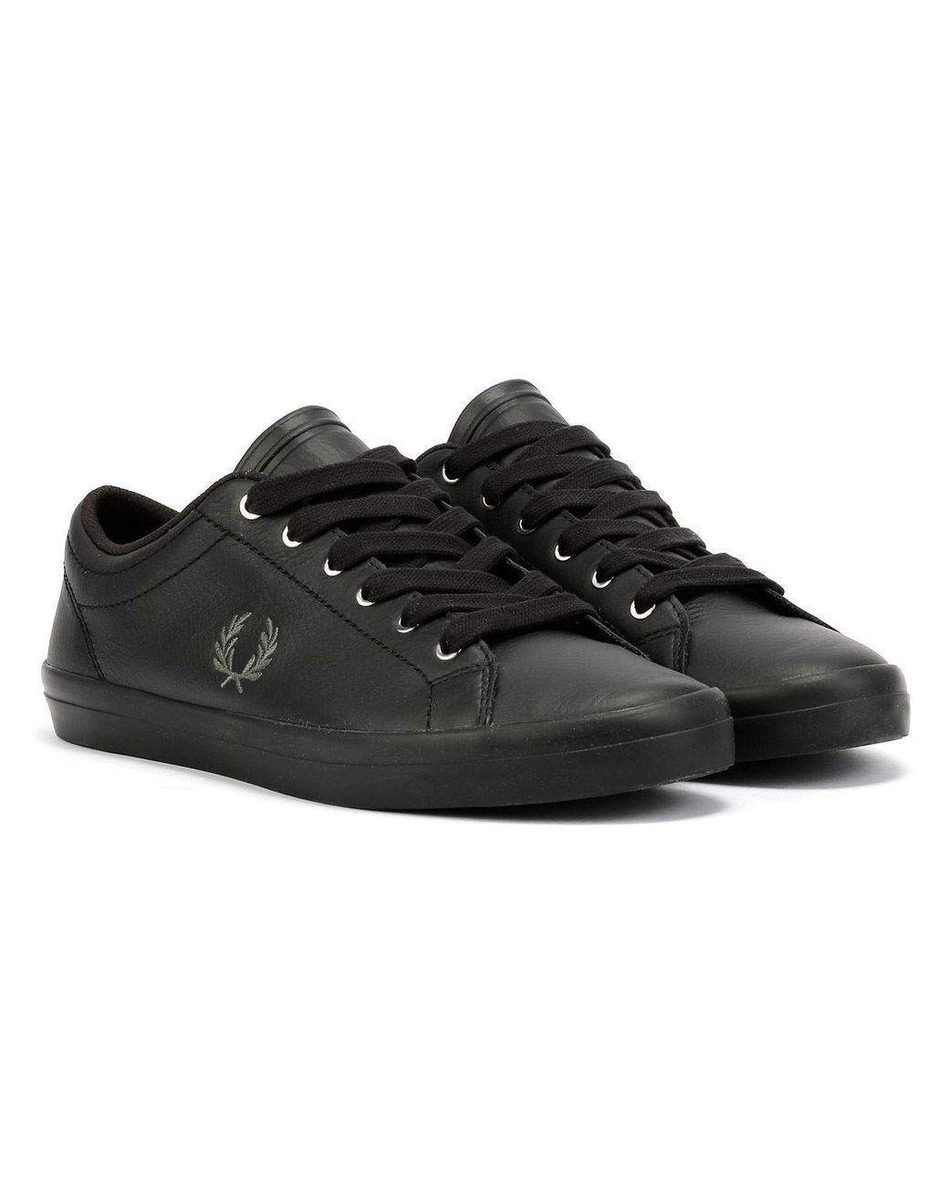 Fred Perry Black Baseline Leather /Laurel Trainers for men