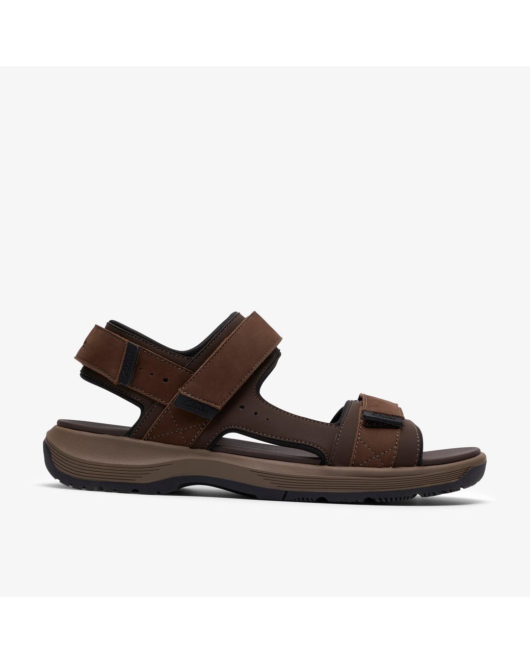 Clarks Brown Guideview Trek Beeswax Leather Sandals for men