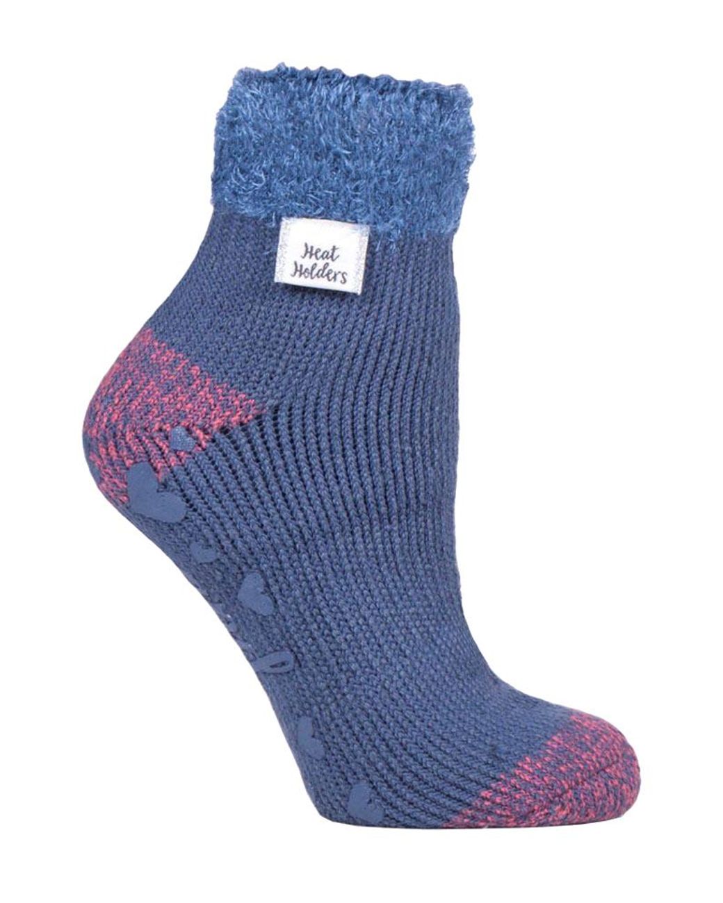 Heat Holders Blue Cuddly Fluffy Bed Socks With Feather Top