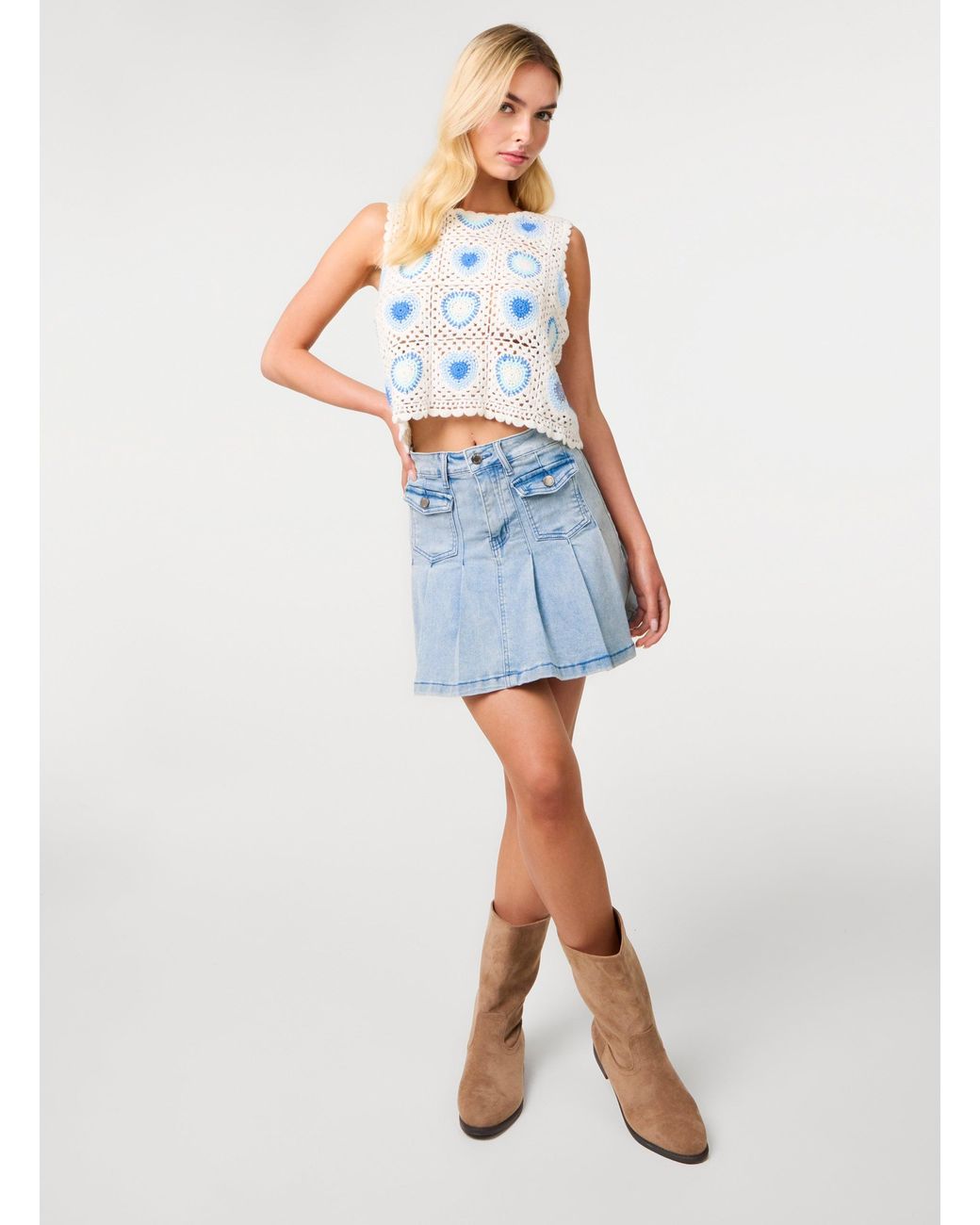 Pink Vanilla Blue Heart Crochet Top