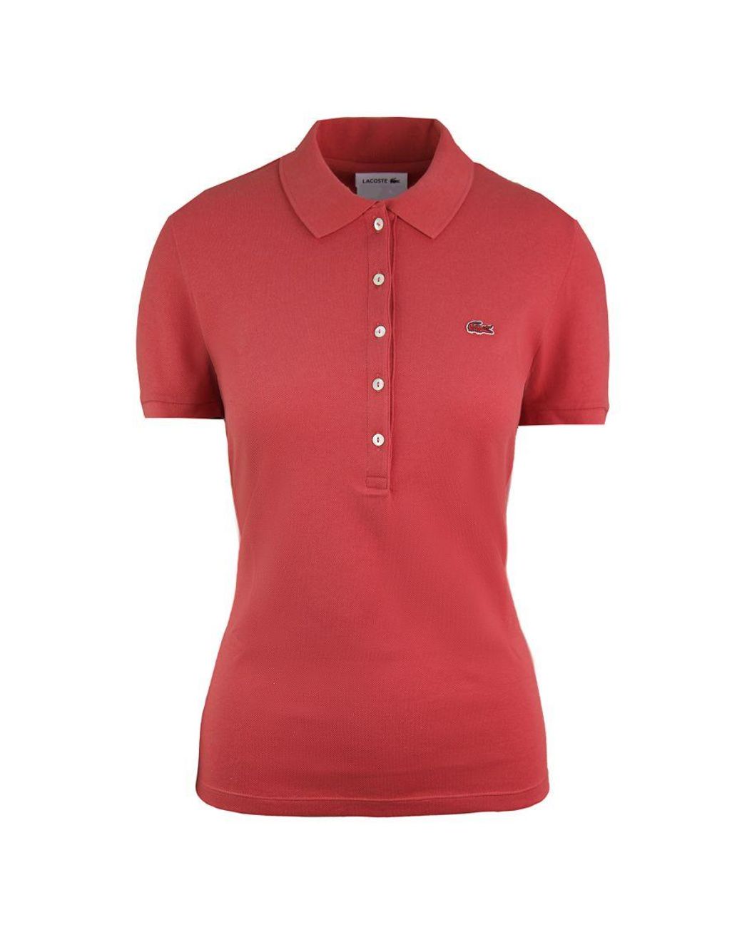 Lacoste Slim Fit Coral Polo Shirt Cotton in Red | Lyst UK
