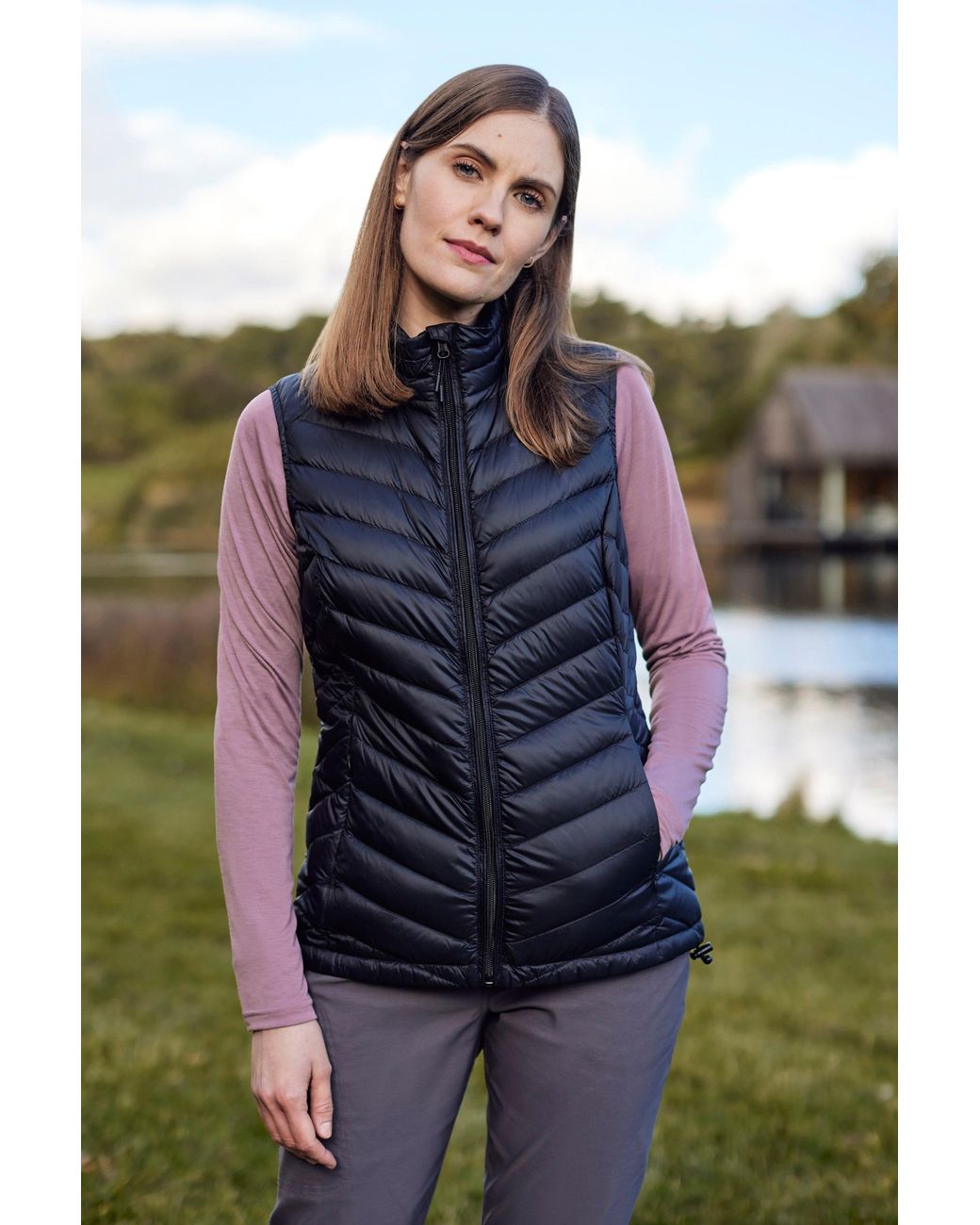 Mountain Warehouse Black 'Featherweight Ii' Down Gilet Water Resistant Casual Body Warmer Jacket Polyamide