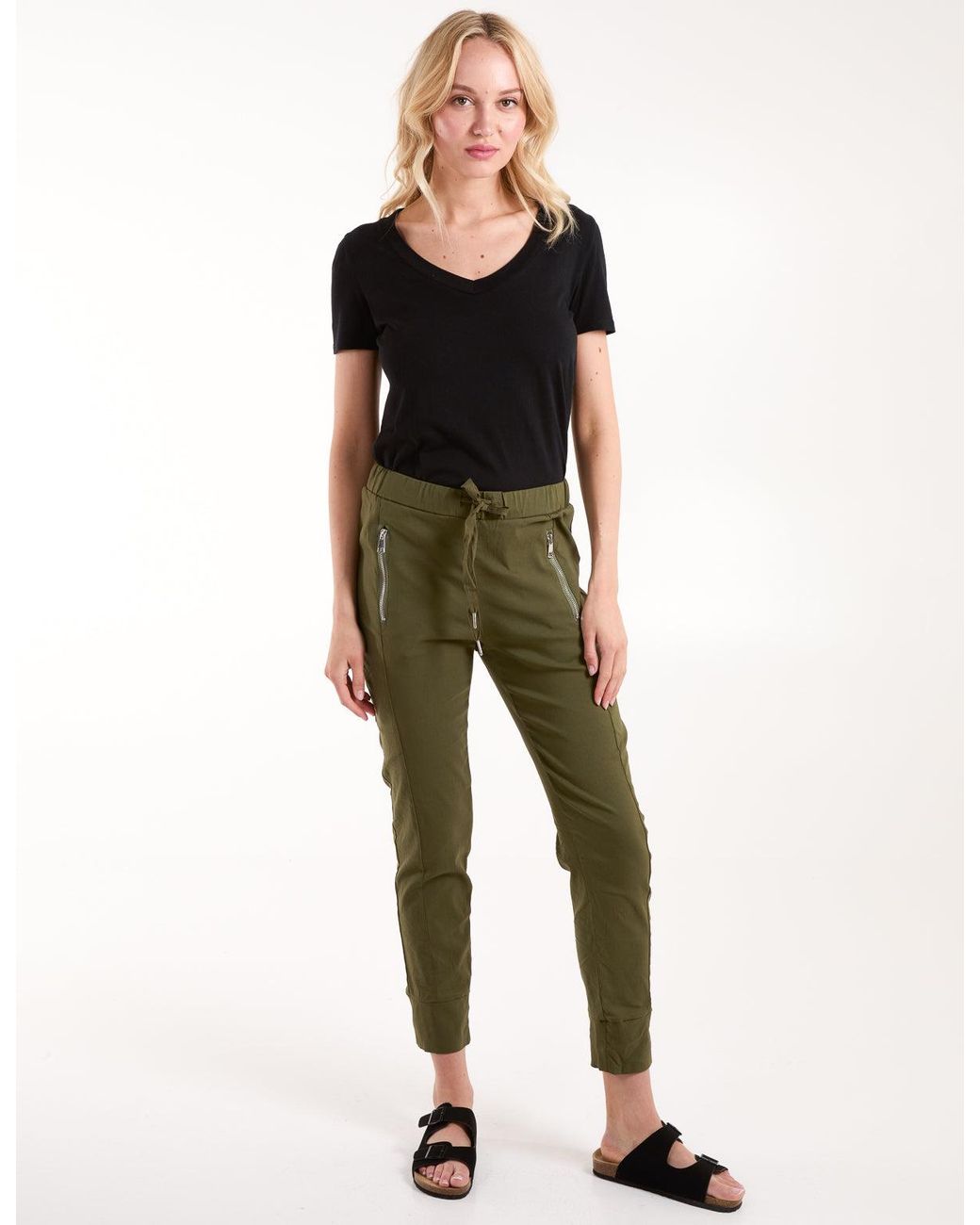 Blue Vanilla Green Zip Drawstring Trousers