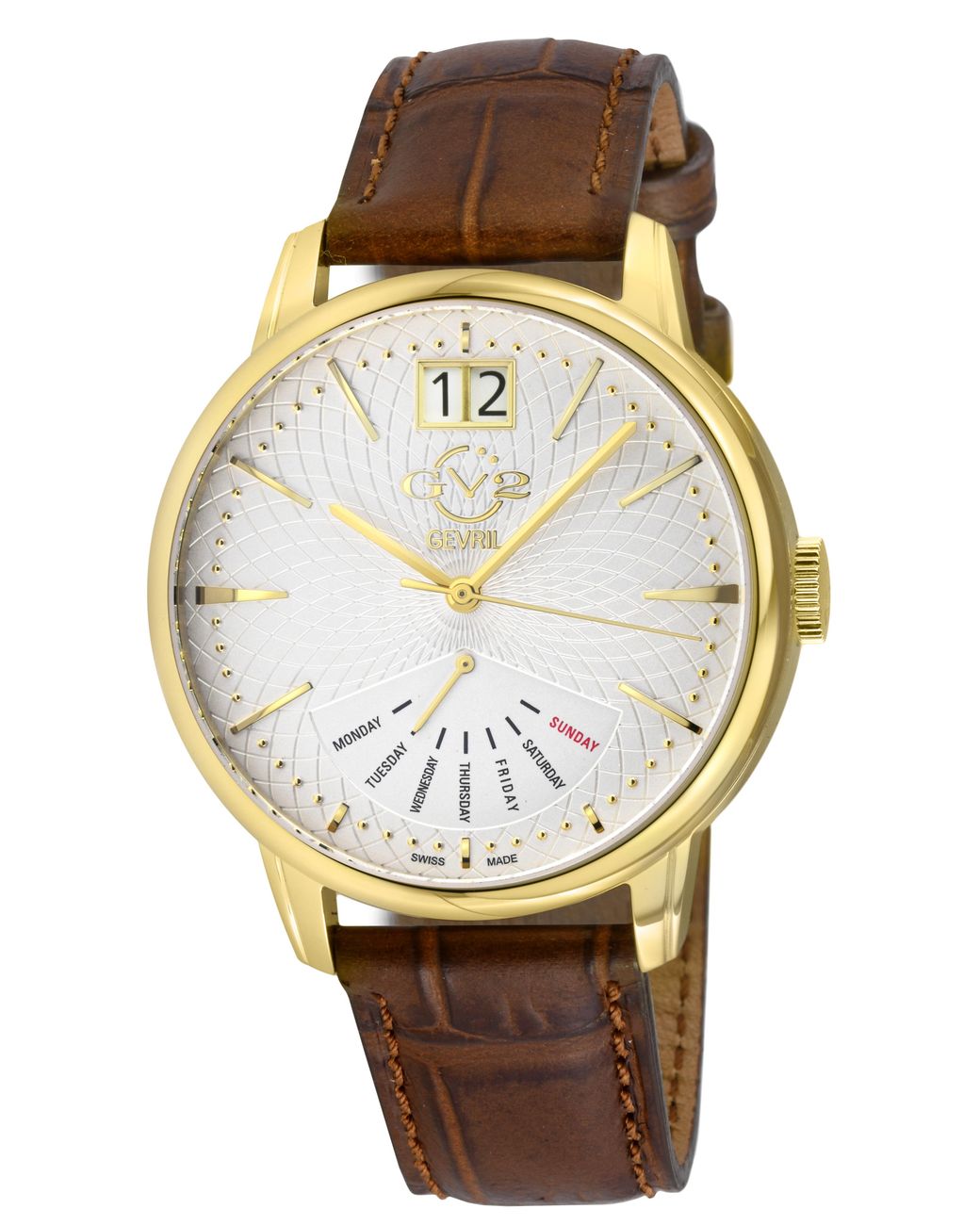 Gv2 Metallic Rovescio Ipyg Case, Dial With Embossed Texture, Genuine Italian Handmade Light Leather Strap for men