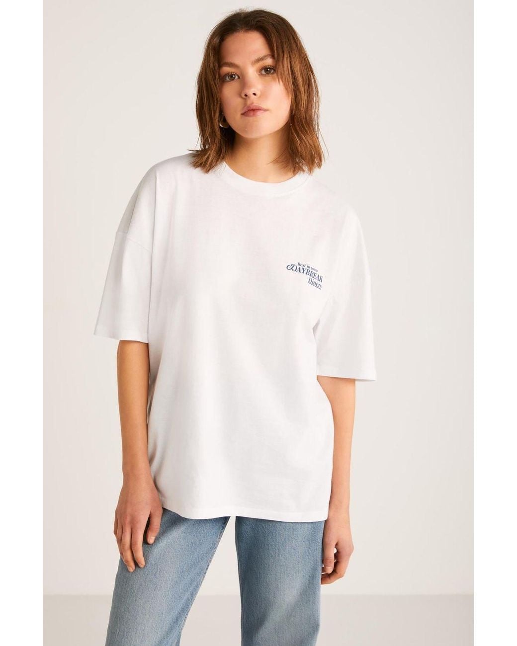 Grimelange White Oversized Crew Neck T-Shirt