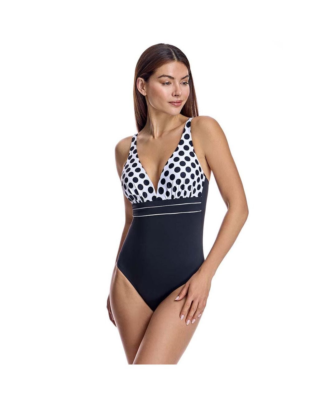 Ory Blue V-Neck Swimsuit With Cups W250374
